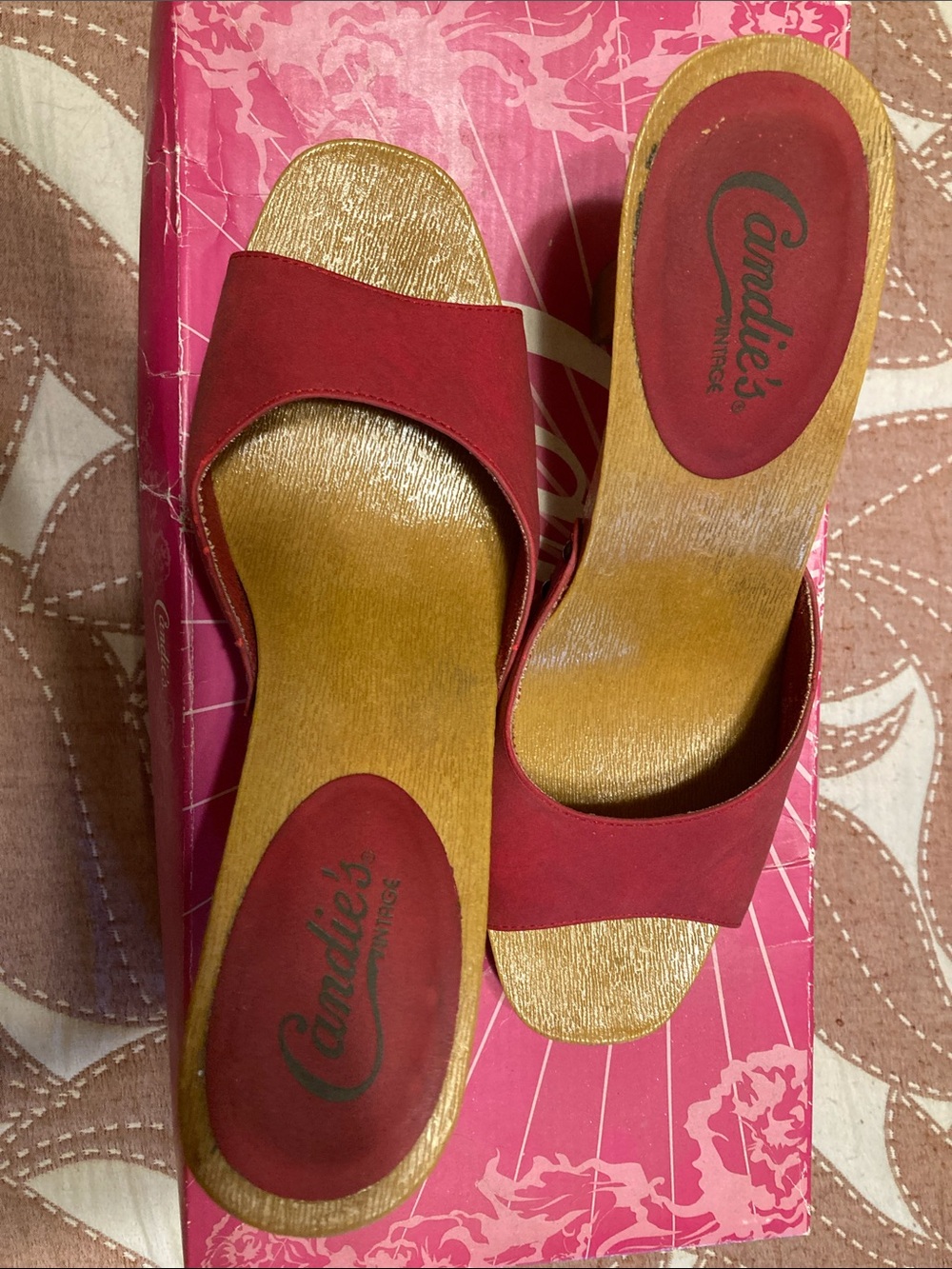 Vintage Candie's Red platforms Size 9 - Picture 2 of 5